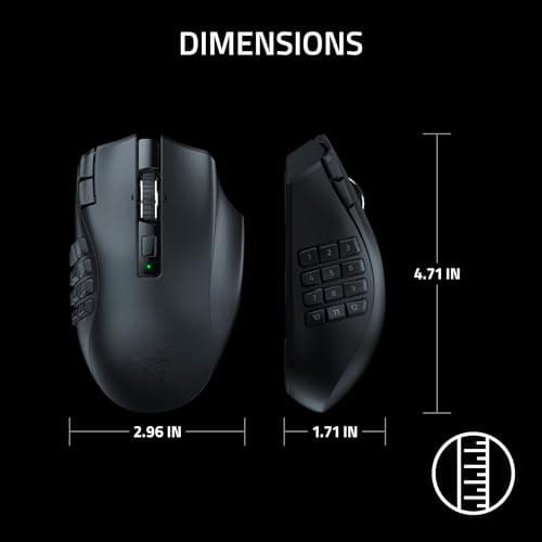 Razer Naga V2 HyperSpeed Wireless MMO Gaming Mouse: 19 Programmable Buttons - HyperScroll Technology - Focus Pro 30K Optical Sensor - Mechanical Mouse Switches Gen-2 - Up to 400 Hr Battery Life 5