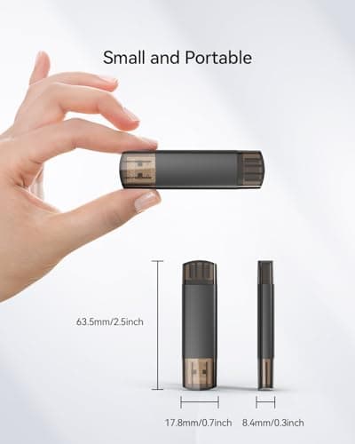 JOIOT 256GB USB C Flash Drive Dual USB 3.0 Flash Drive Type C + USB A Portable Type-C Flash Drive 2-in-1 USB-C Thumb Drive for Smartphone Tablet Computer Mac iPhone 15 Black 3