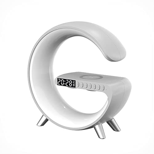 BKDRL Bluetooth Speaker Lamp with Wireless Charger, RGB Night Light, Alarm Clock, App Control - White 5