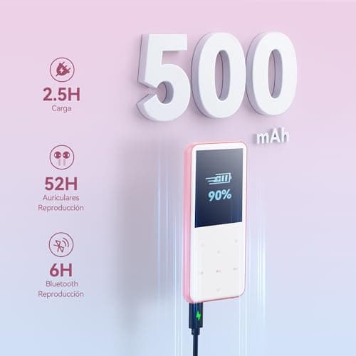 AGPTEK 64GB MP3 Player with Bluetooth, M3 2.4 inch Music Player with Speaker and FM Radio, Touch Buttons, Supports Up to 128GB, Pink 2