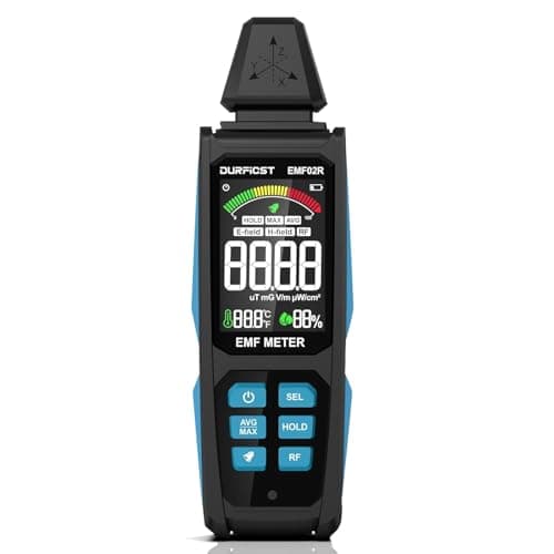 EMF Detector, DURFICST 5 in 1 Rechargeable Digital EMF Radiation Detector, Measuring Ambient Temp and Humidity, Suitable for Cell Phone Towers, Smart Meters, Home EMF Detection and Ghost Hunting