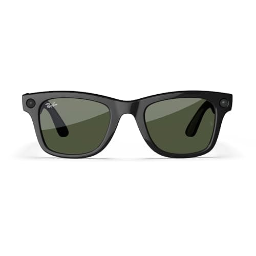 Ray-Ban Meta (Gen 1), Wayfarer, Large Shiny Black | Smart AI Glasses for Men, Women—12 MP Ultra-Wide Camera,Open-Ear Speakers for Audio, Video Recording and Bluetooth—Green Lenses—Wearable Technology 2