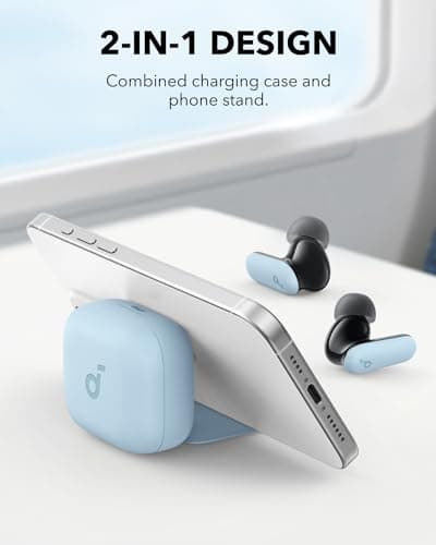 Soundcore P30i by Anker Noise Cancelling Earbuds, Strong and Smart Noise Cancelling, Powerful Bass, 45H Playtime, 2-in-1 Case and Phone Stand, IP54, Wireless Earbuds, Bluetooth 5.4 (Blue) 2