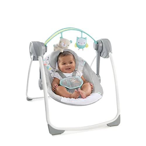 Ingenuity Comfort 2 Go Compact Portable 6-Speed Cushioned Baby Swing with Music, Folds Easy, 0-9 Months 6-20 lbs (Fanciful Forest) 4