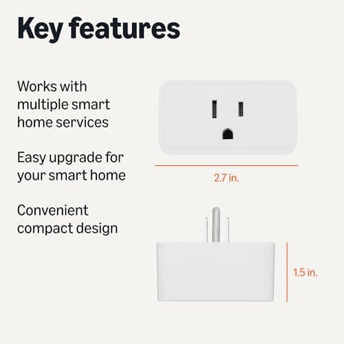 Amazon Basics Smart Plug, Matter Compatible, Compatible with Amazon Alexa, Google Home, Apple HomeKit, Matter Hub Required, 2.4 GHz Wi-Fi only, White, X-Pack 2