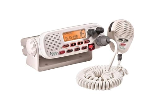 Cobra MR F45-D Fixed Mount VHF Marine Radio – 25 Watt VHF, Submersible, LCD Display, Noise Cancelling Microphone, NOAA Weather Channels, Signal Strength Meter, Scan Channels, White