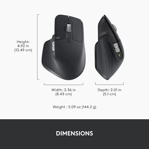 Logitech MX Master 3S Wireless Mouse Standard Edition with Logi Bolt USB Receiver, Ultra-fast Scrolling, Ergo, 8K DPI, Track on Glass, Quiet Clicks, USB-C, Bluetooth, Windows, Linux, Chrome - Graphite 5