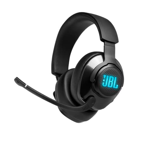 JBL Quantum 400 - USB over-ear gaming headset with game-chat balance dial, JBL QuantumSURROUND and DTS, Voice focus directional flip-up mic and memory foam ear cushions (Black)