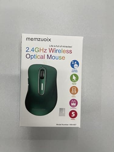 memzuoix 2.4G Wireless Mouse, 1400 DPI Computer Mice USB Receiver, Portable Wireless USB Mouse Battery Powered Cordless Mice for Laptop, PC, Desktop, 5 Buttons (Dark Green) 5