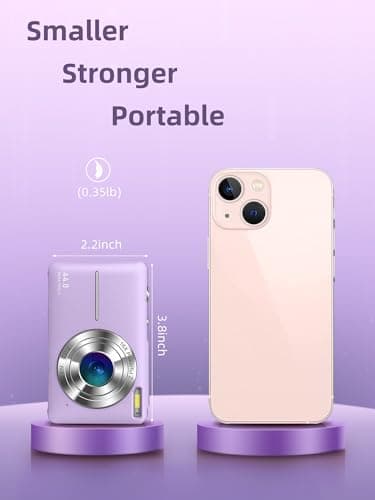 Digital Camera FHD 1080P, Camkory Point and Shoot Digital Cameras with 32GB Card, 16X Zoom, Two Batteries, Lanyard, 44MP Small Camera Gift for Kids Boys Girls Students, Purple 3