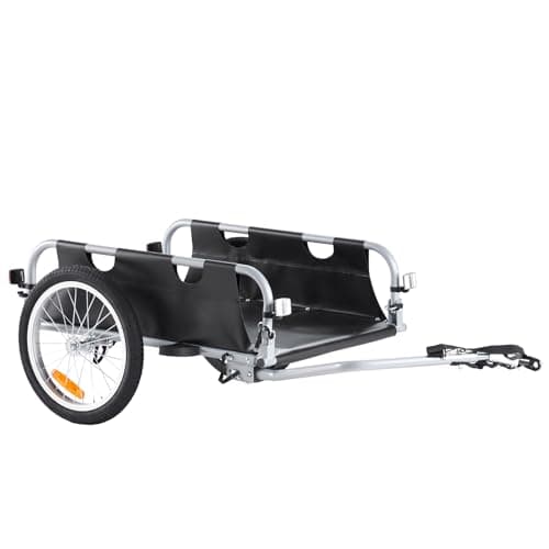 VEVOR Bike Cargo Trailer, 100 lbs Load Capacity, Heavy-Duty Bicycle Wagon Cart, Foldable Compact Storage & Quick Release with Universal Hitch, 16" Wheels, Safe Reflectors, Fits 22"-28" Bike Wheels