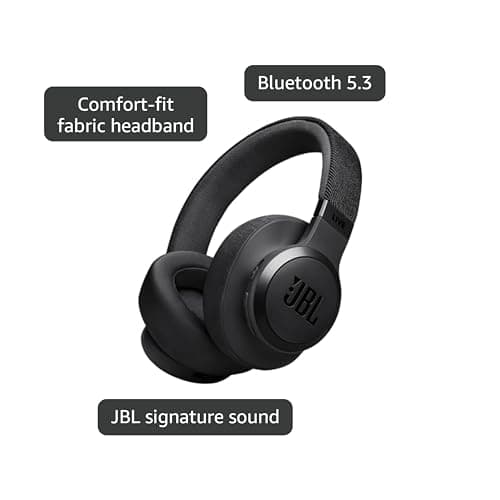 JBL Live 770NC - Wireless Over-Ear Headphones with True Adaptive Noise Cancelling with Smart Ambient, Up to 65 Hours of Battery Life, Comfort-fit Fabric Headband & Carrying Pouch (Black) 3