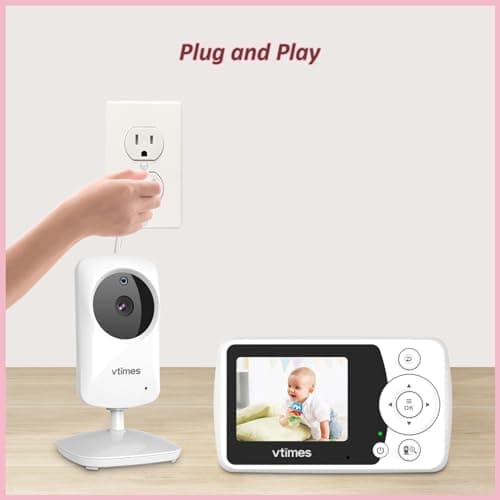 VTimes Baby Monitor with Camera and Audio, Video Baby Monitor No WiFi Night Vision 2.4" LCD Screen Portable Baby Camera Monitor Alarm Lullaby Temperature Sensor and 1000ft, Ideal for Baby/Elderly/Pet 4
