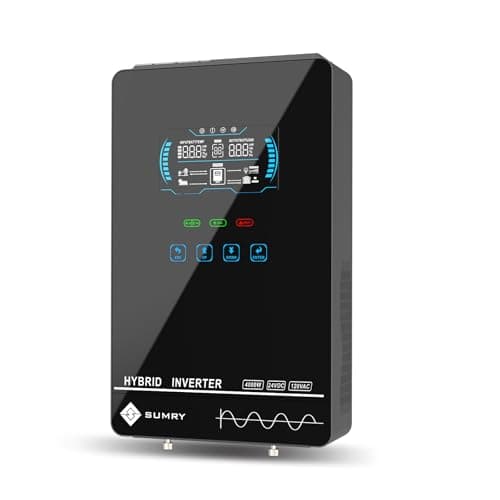 SUMRY Hybrid Solar Inverter, 4000W DC 24V to AC 120V Pure Sine Wave Power Converter, Glass Top Cover with LCD Display, 140A MPPT Charge Controller, Supports Battery-Less or AGM Lithium Battery