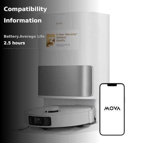 Mova P10 Pro Ultra Robot Vacuum and Mop 13,000Pa Suction, 140°F Hot Water Auto Mop Washing & Drying, Dual Spinning Extenable Mop,10.5mm Lifting for Carpet, 360°Obstacle Avoidance, App Control 3