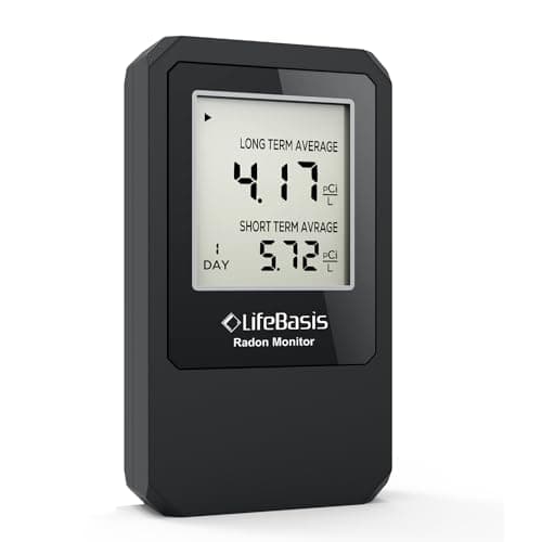 Life Basis Home Radon Detector, Portable Radon Tester for Home with Long and Short Term Radon Monitoring 0-500 pCi/L Range Battery Operated (Including Battery)