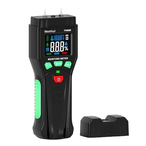 Mastfuyi Wood Moisture Meter, Firewood Moisture Tester, Drywall Moisture Detector, Pin Type Water Leak Detector with Visual Alerts for Lumber Logs Concrete Floors Ceiling Building Material Hardwood