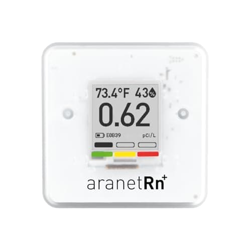 SAF Aranet Radon Detector for Home: 10-Min Measurement, Temperature, Relative Humidity, Pressure, E-Ink Display, 7-Year Battery, Portable with Free App, Bq/m3 & pCi/L Selectable