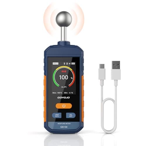 Pinless Moisture Meter for Wood, Walls & Drywall | Digital Moisture Detector, Concrete Moisture Meter & Firewood Reader | GS130 USB-C Rechargeable Humidity Tester
