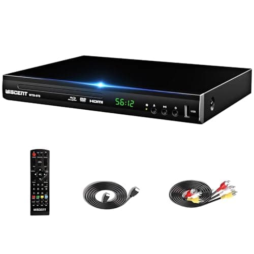 Blu Ray DVD Player, WISCENT Full HD 1080p Home Theater Disc System, Region A/1 Blu-Rays,HD Blu-Ray DVD Player for TV with Coaxial Audio/HDMI/AV/Output, USB Input, Built-in PAL NTSC