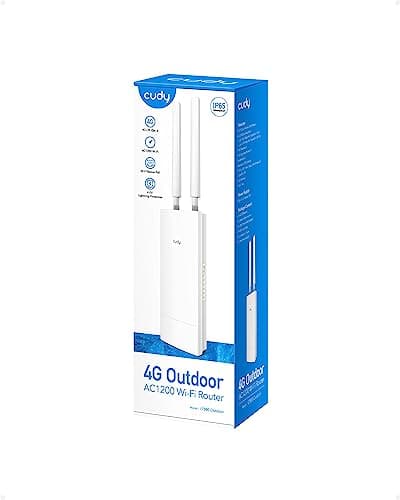 Cudy Unlocked Outdoor 4G LTE Cat 4 Modem Router with SIM Card Slot, AC1200 WiFi, EC25, IP65, Detachable Antennas, Passive PoE Adapter Included, Pole or Wall mounting, DDNS, VPN, LT500 Outdoor 8