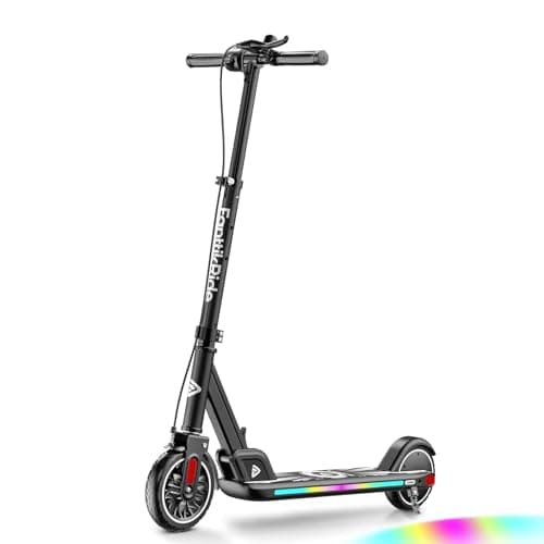FanttikRide T9 Apex Electric Scooter for Kids, 200W Motor, Big Kids E Scooter with Bluetooth Music Speaker, Colorful Lights, 7/10/12 MPH, 3 Adjustable Height, Foldable, Ride Time Up to 40 mins, Black