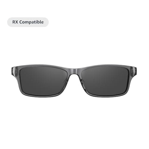 Amazon Echo Frames (newest model), Smart glasses with Alexa+ Early Access, Modern Rectangle frames in Charcoal Gray with polarized sunglass lenses
