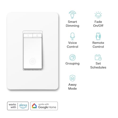 Kasa Smart Dimmer Switch HS220, Single Pole, Needs Neutral Wire, 2.4GHz Wi-Fi Light Switch Works with Alexa and Google Home, UL Certified, No Hub Required, 1 Pack 2