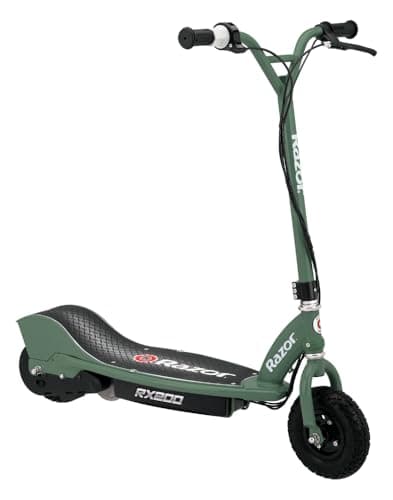 Razor Electric Scooter for Ages 13+, 220 lbs Max Weight,15 MPH High-Torque Motor, 9” Pneumatic Tires, E300 - Portable and Lightweight Outdoor E-Scooter for Teens and Adults, 200 Series, Green