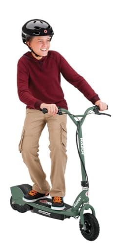 Razor Electric Scooter for Ages 13+, 220 lbs Max Weight,15 MPH High-Torque Motor, 9” Pneumatic Tires, E300 - Portable and Lightweight Outdoor E-Scooter for Teens and Adults, 200 Series, Green 2
