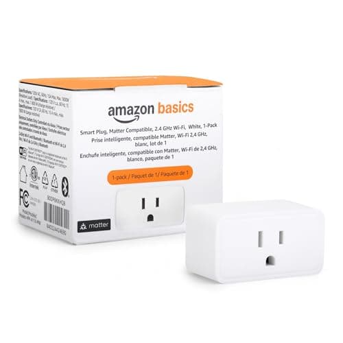 Amazon Basics Smart Plug, Matter Compatible, Compatible with Amazon Alexa, Google Home, Apple HomeKit, Matter Hub Required, 2.4 GHz Wi-Fi only, White, X-Pack