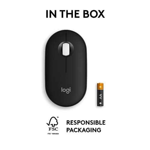 Logitech Pebble Mouse 2 M350s Slim Bluetooth Wireless Mouse, Portable, Lightweight, Customizable Button, Quiet Clicks, Easy-Switch for Windows, macOS, iPadOS, Android, Chrome OS - Black 4