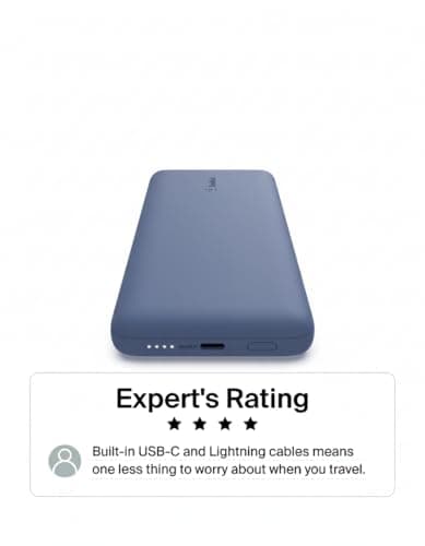 Belkin Portable Charger Power Bank for iPhone/Android - 10,000mAh, 23W Battery Pack for Phone with Integrated USB-C, Lightning Cables - Pass-Through Capability, Charge 2 Devices at Once 5