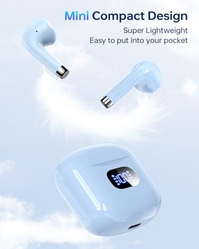 KTGEE Wireless Earbuds Bluetooth 5.3 Headphones, 40Hrs Playback Stereo Ear Buds with LED Display Charging Case IPX7 Waterproof in-Ear Earphones with Mic for Phone Tablet Laptop Sports, Blue 3