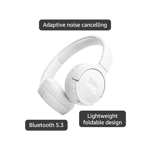 JBL Tune 670NC - Adaptive Noise Cancelling with Smart Ambient Wireless On-Ear Headphones, Up to 70H Battery Life with Speed Charge, Lightweight, Comfortable and Foldable Design (White) 2