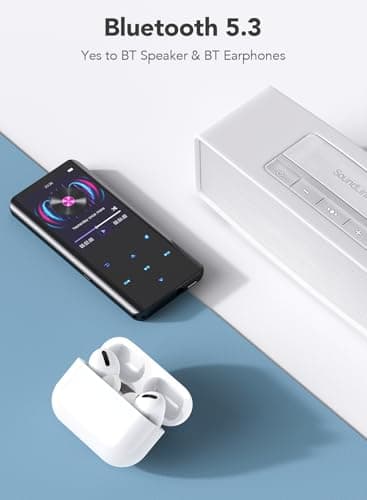 AGPTEK 64GB MP3 Player with Bluetooth 5.3, A19PL 2.4" Curved Screen Portable Music Player with Speaker Lossless Sound with FM Radio, Voice Recorder, Supports up to 128GB, Black 3