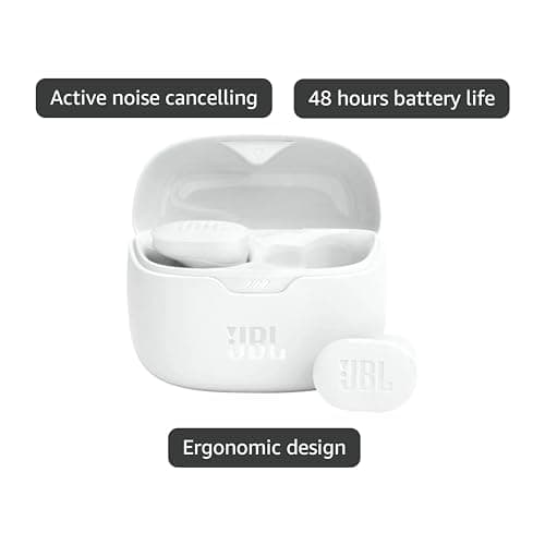 JBL Tune Buds - True wireless Noise Cancelling earbuds, JBL Pure Bass Sound, Bluetooth 5.3, 4-Mic technology for Crisp, Clear Calls, Up to 48 hours of battery life, Water and dust resistant (White) 4