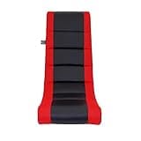 The Crew Furniture Classic Video Rocker Floor Gaming Chair, Kids and Teens, Racing Stripe PU Faux Leather & Polyester Mesh, Black/Red 2