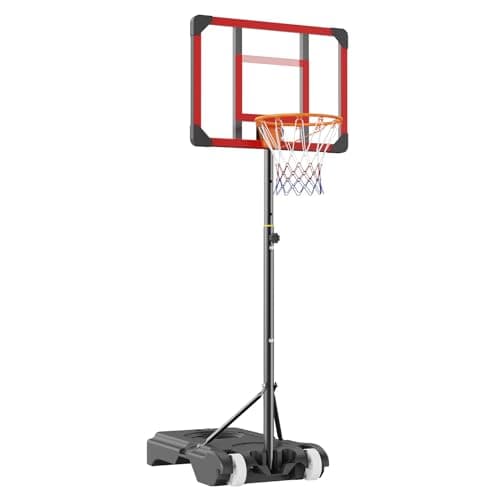 VEVOR Basketball Hoop, 28 inch Basketball Hoops Goal, 5-7 ft Adjustable Height Portable Backboard Hoop, Kids Adults Basketball Court with Wheels, Stand, Fillable Base, Basketball Hoop Outdoor/Indoor
