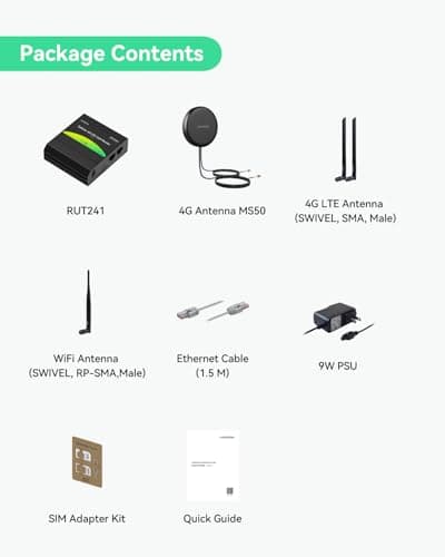 LINOVISION Industrial Teltonika RUT241 4G Cellular Router with Upgraded 2-in-1 4G Antenna, Automatic Failover, Advanced VPN, Certified by Verizon/AT&T/T-Mobile for North America 5