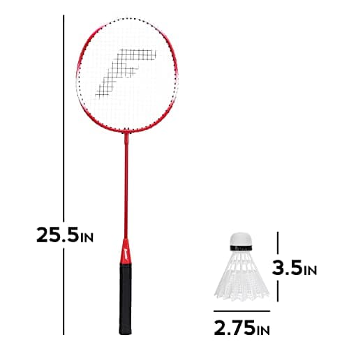 Franklin Sports Badminton Racket + Birdie Set - Replacement Badminton Equipment for Kids + Adults - 2 Player Badminton Racket Set, Red/ White/ Blue 3