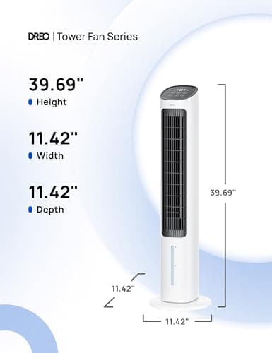 Dreo Evaporative Air Cooler, 40” Cooling Fans that Blow Cold Air, 80° Oscillating, Removable Water Tank, Ice Packs, Remote Control, 4 Speeds, 7H Timer, Swamp Cooler for Bedroom, White 2