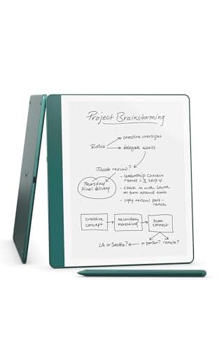 Amazon Kindle Scribe (64GB) - Your notes, documents and books, all in one place. With built-in AI notebook summarization. Includes Premium Pen - Metallic Jade