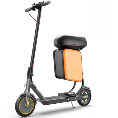 Qlaway 8.5" E Scooter for Adults with Seat 19 MPH 350W Motor 281 WH Battery, Motorized Up to 20 Miles Range, Foldable Scooter Bearing 265 LBS/APP Control-Gray