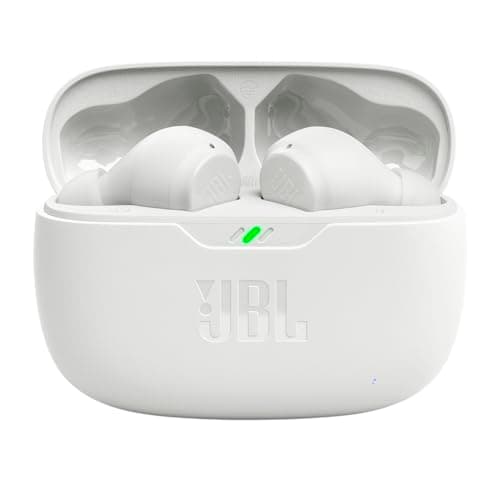 JBL Vibe Beam - True Wireless JBL Deep Bass Sound Earbuds, Bluetooth 5.2, Water & Dust Resistant, Hands-free call with VoiceAware, Up to 32 hours of battery life (White) 2