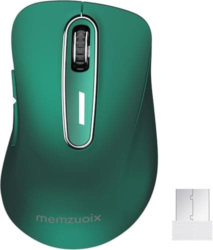 memzuoix 2.4G Wireless Mouse, 1400 DPI Computer Mice USB Receiver, Portable Wireless USB Mouse Battery Powered Cordless Mice for Laptop, PC, Desktop, 5 Buttons (Dark Green)
