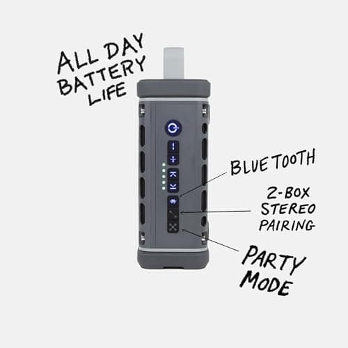 Turtlebox Ranger: Loud! Outdoor Portable Bluetooth 5.4 Speaker | Rugged, Waterproof, Ultra-Portable | Plays to 105 db, Deep Bass, Shockproof, Unlimited Pairing for Full Stereo Experience, Gray 3