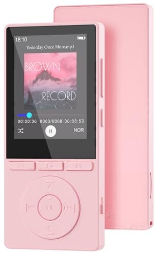 64GB MP3 Player with Bluetooth 5.3, Music Player with HiFi Sound for Sports Runners, 2.4" Screen MP3 Player Built in HD Speaker Voice Recorder E-Book, Expanded Up to 128GB, Earphone Included, Pink