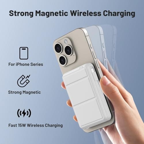 Azmuth for Magsafe Battery Pack, 10000mAh Magnetic Power Bank 22.5W PD Fast Charging with LED Display Wireless Portable Charger for Magsafe with Stand for iPhone 17/16/15/14/13/12/Pro/Pro Max 4