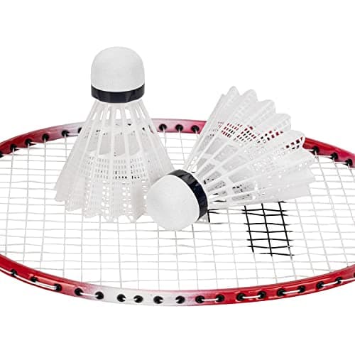 Franklin Sports Badminton Racket + Birdie Set - Replacement Badminton Equipment for Kids + Adults - 2 Player Badminton Racket Set, Red/ White/ Blue 5